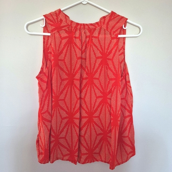 Maeve By Anthropologie Orange & White Abstract Sleeveless Blouse – Size 2 - Picture 3 of 4